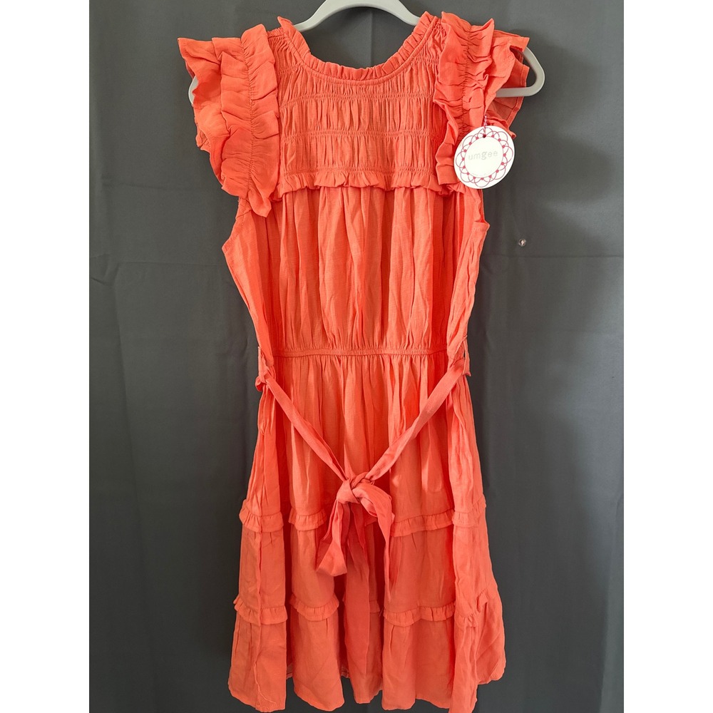 Umgee Coral Smocked Tiered Dress